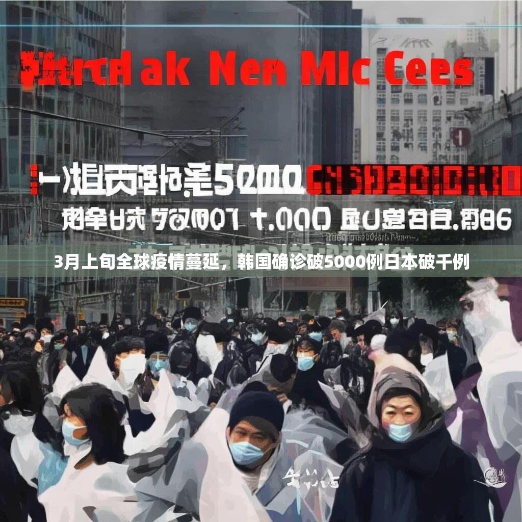 3月上旬全球疫情蔓延，韩国确诊破5000例日本破千例