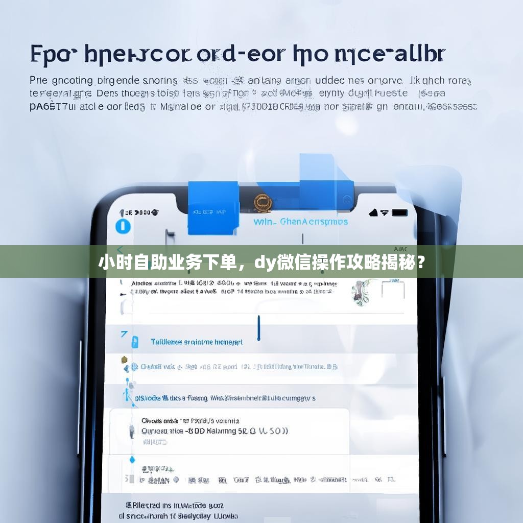 小时自助业务下单，dy微信操作攻略揭秘？