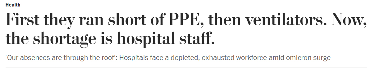 奥密克戎冲击下美国医疗系统缺医护人员，抗疫战困难重重